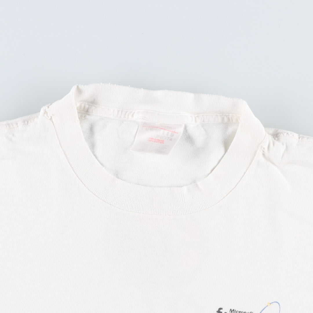90'S ONEITA Microsoft Fusion 97 Advertising T-Shirt, Men's Size M (Equivalent), Vintage cotton white type Vintage Second Hand