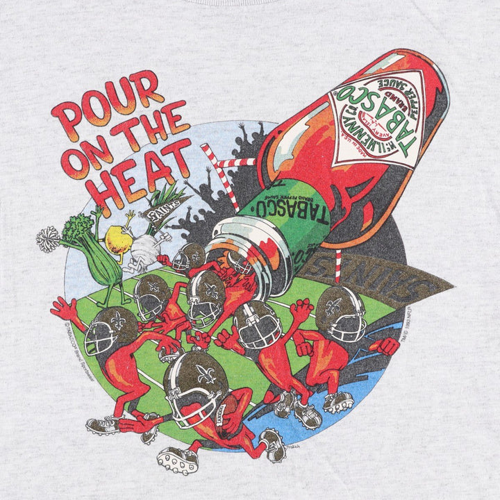 90'S SOF TEE TABASCO Advertising T-Shirt, Made in USA, Men's Size L (Equivalent), Vintage cotton gray type Vintage Second Hand