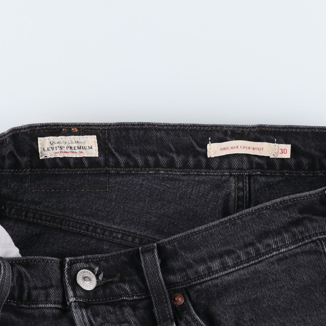 Levi's RIBCAGE CROP BOOT Big E Black Denim Bootcut Jeans, Women's XL (W31 equivalent) BIG E unclear black type Vintage Second Hand