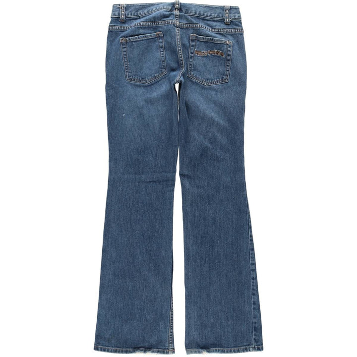 Harley-Davidson flared denim pants with rhinestones, women's size L (equivalent to W28). cotton blue type Vintage Second Hand