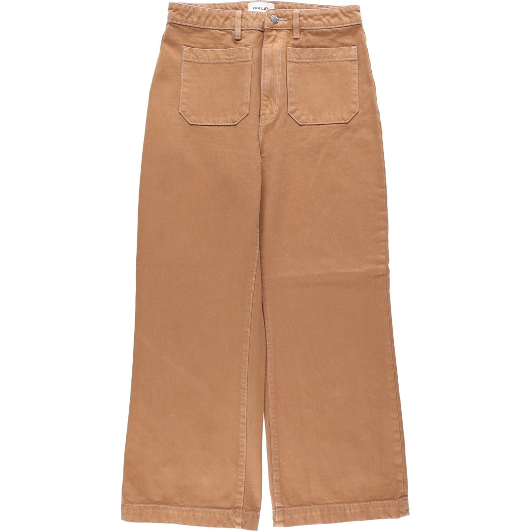 ROLLA'S HIGH RISE WIDE LEG Cotton Pants, Women's Size L (equivalent to W30) cotton brown type Vintage Second Hand