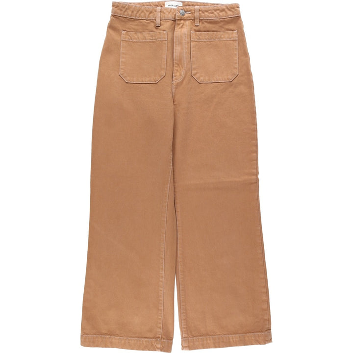 ROLLA'S HIGH RISE WIDE LEG Cotton Pants, Women's Size L (equivalent to W30) cotton brown type Vintage Second Hand