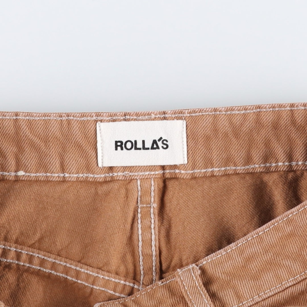ROLLA'S HIGH RISE WIDE LEG Cotton Pants, Women's Size L (equivalent to W30) cotton brown type Vintage Second Hand