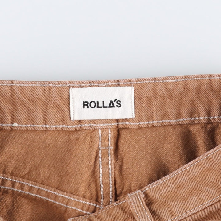 ROLLA'S HIGH RISE WIDE LEG Cotton Pants, Women's Size L (equivalent to W30) cotton brown type Vintage Second Hand
