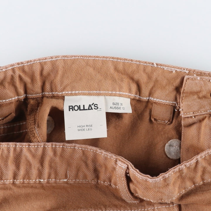 ROLLA'S HIGH RISE WIDE LEG Cotton Pants, Women's Size L (equivalent to W30) cotton brown type Vintage Second Hand