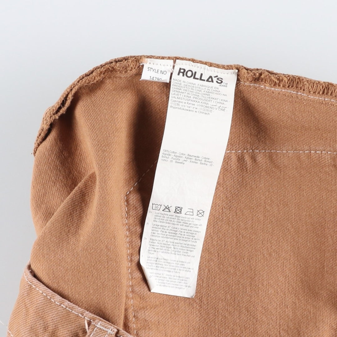ROLLA'S HIGH RISE WIDE LEG Cotton Pants, Women's Size L (equivalent to W30) cotton brown type Vintage Second Hand