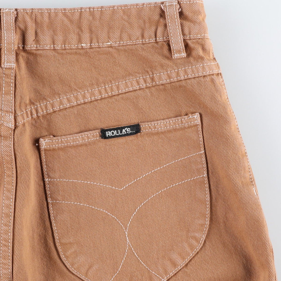 ROLLA'S HIGH RISE WIDE LEG Cotton Pants, Women's Size L (equivalent to W30) cotton brown type Vintage Second Hand