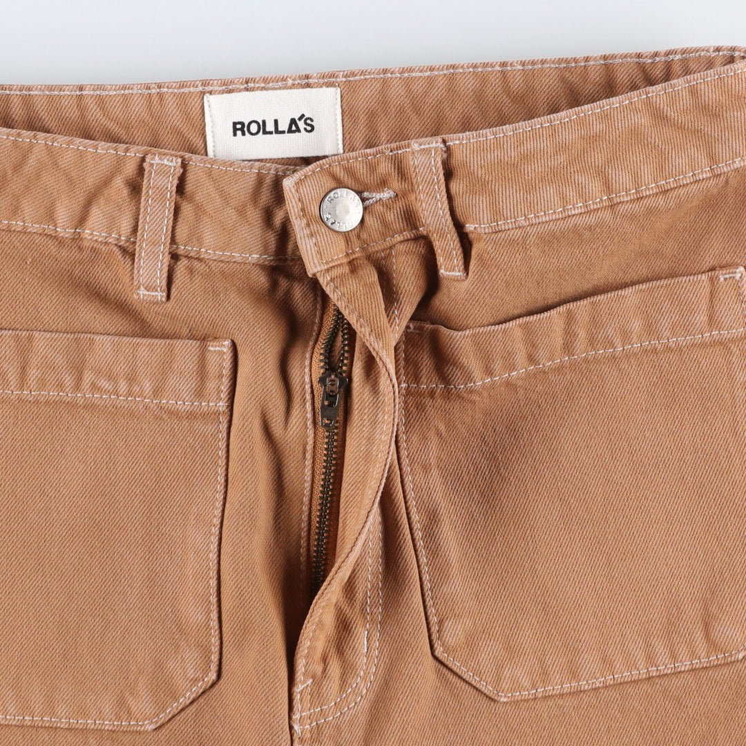 ROLLA'S HIGH RISE WIDE LEG Cotton Pants, Women's Size L (equivalent to W30) cotton brown type Vintage Second Hand