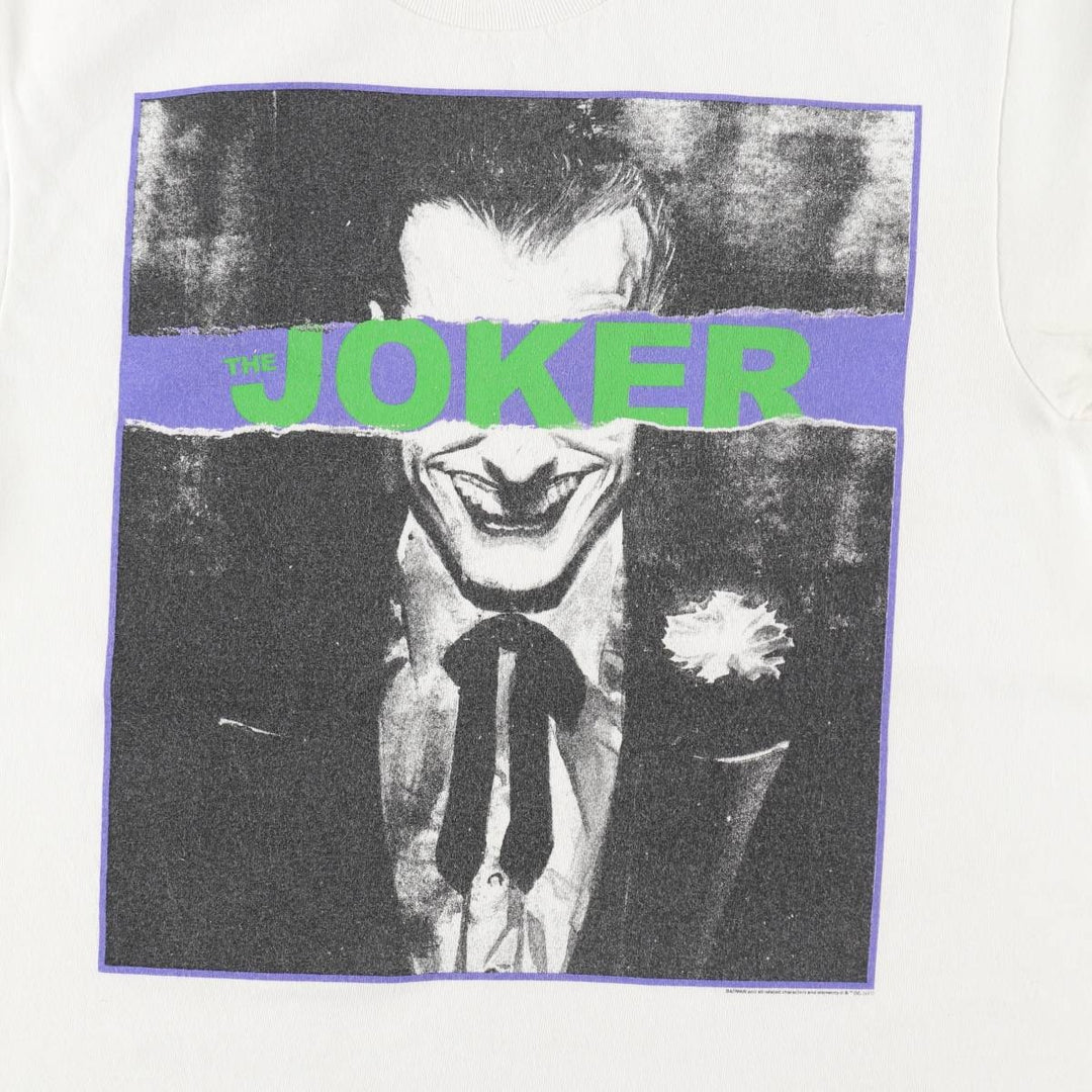 BATMAN Joker Movie T-Shirt (Men's Size S) unclear white type Vintage Second Hand