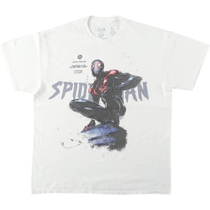 Marvel Spider-Man Miles Morales Movie T-Shirt (Men's Size L) cotton white type Vintage Second Hand