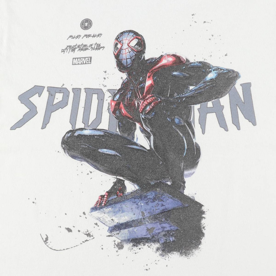 Marvel Spider-Man Miles Morales Movie T-Shirt (Men's Size L) cotton white type Vintage Second Hand