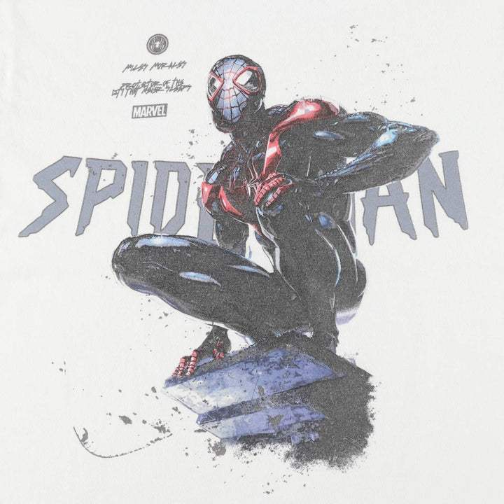 Marvel Spider-Man Miles Morales Movie T-Shirt (Men's Size L) cotton white type Vintage Second Hand