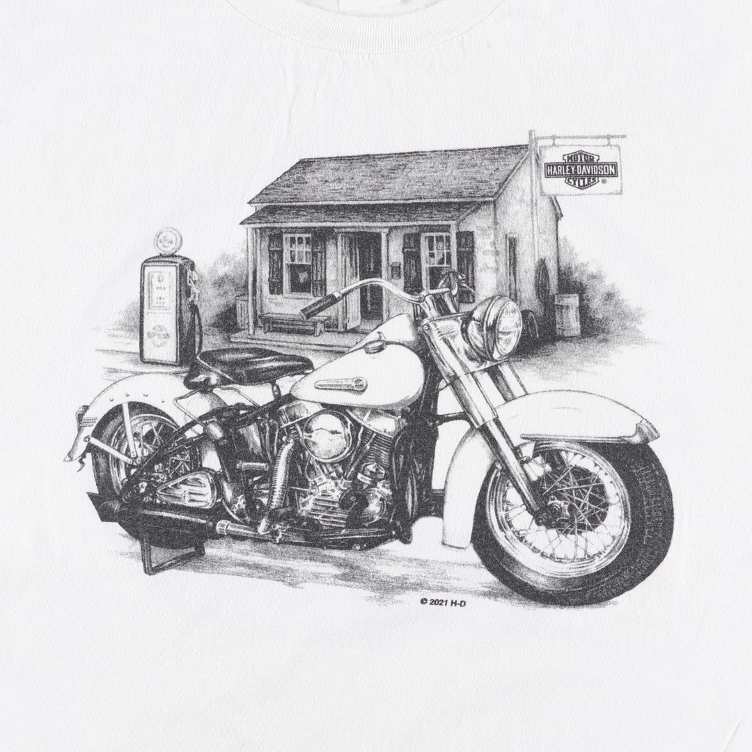 Harley-Davidson Motorcycle Bike T-shirt, Men's Medium cotton white type Vintage Second Hand