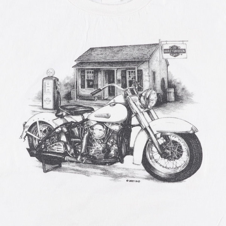Harley-Davidson Motorcycle Bike T-shirt, Men's Medium cotton white type Vintage Second Hand