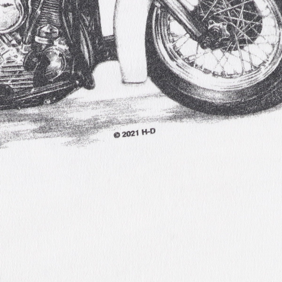 Harley-Davidson Motorcycle Bike T-shirt, Men's Medium cotton white type Vintage Second Hand