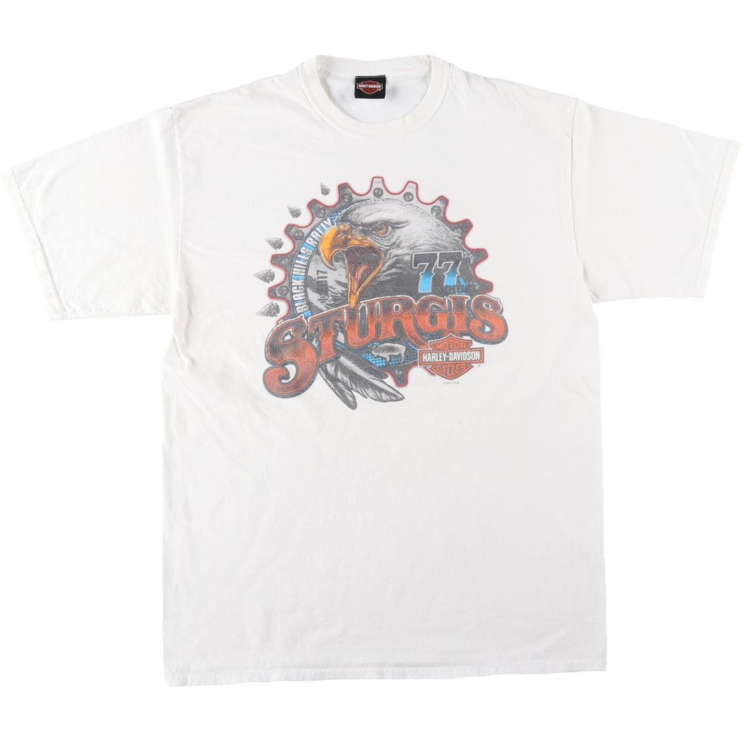 Harley-Davidson Eagle Pattern Motorcycle Bike T-shirt Men's XL cotton white type Vintage Second Hand