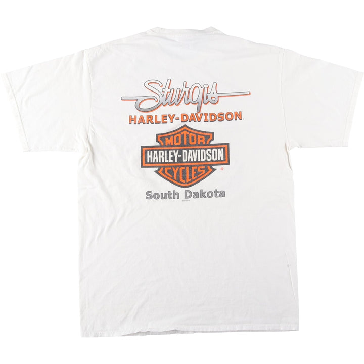Harley-Davidson Eagle Pattern Motorcycle Bike T-shirt Men's XL cotton white type Vintage Second Hand