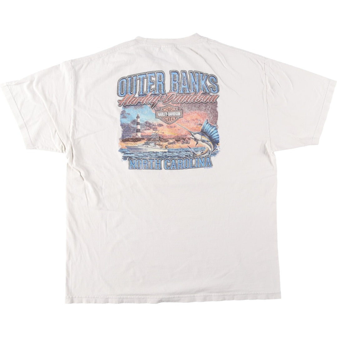Harley-Davidson Stars and Stripes Motorcycle T-Shirt, Men's Size XL unclear unbleached Vintage Second Hand