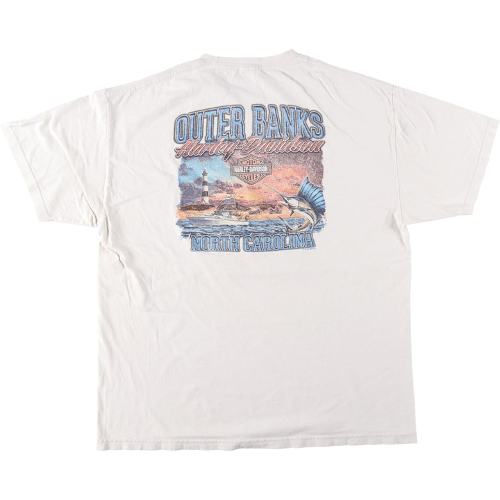 Harley-Davidson Stars and Stripes Motorcycle T-Shirt, Men's Size XL unclear unbleached Vintage Second Hand