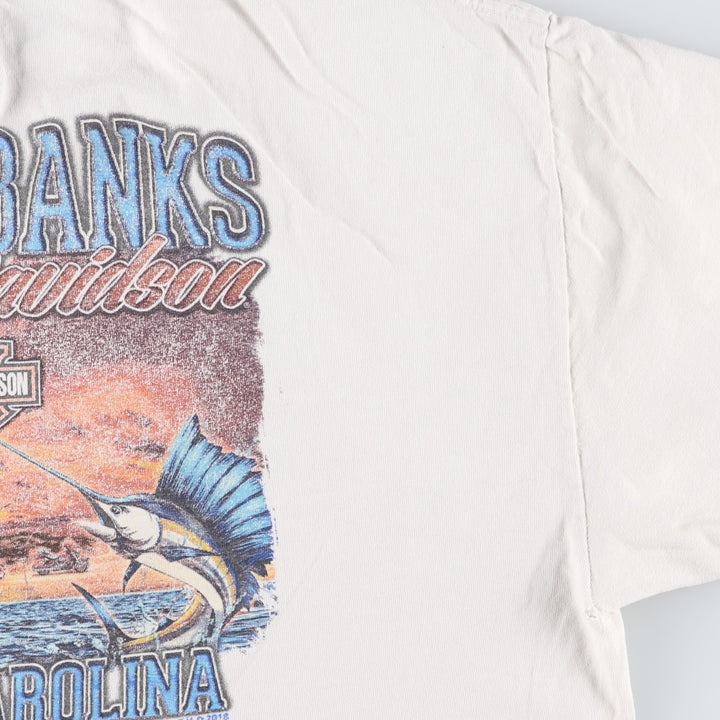 Harley-Davidson Stars and Stripes Motorcycle T-Shirt, Men's Size XL unclear unbleached Vintage Second Hand
