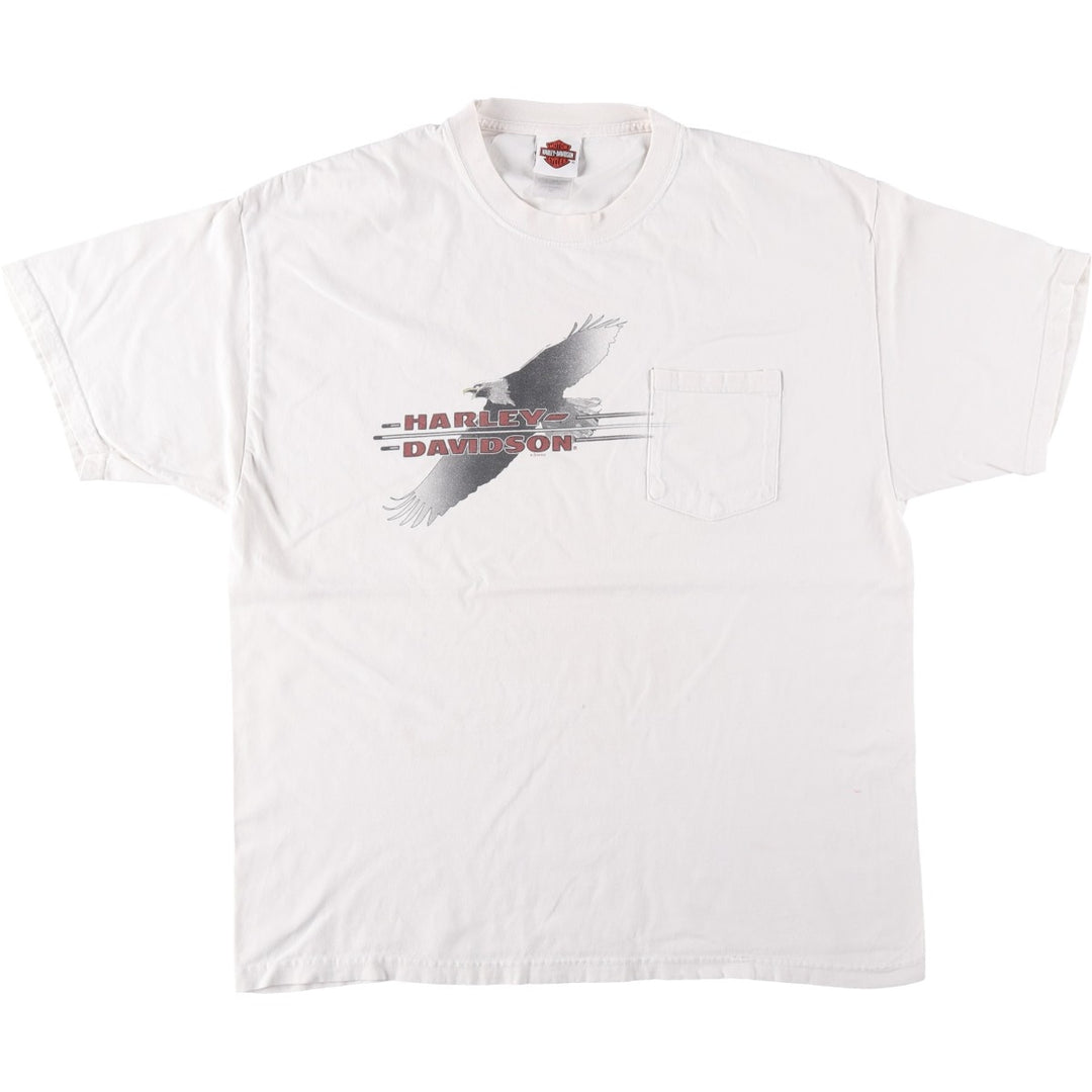 Harley-Davidson Eagle Pattern Motorcycle Bike T-shirt Made in USA Men's XL cotton white type Vintage Second Hand