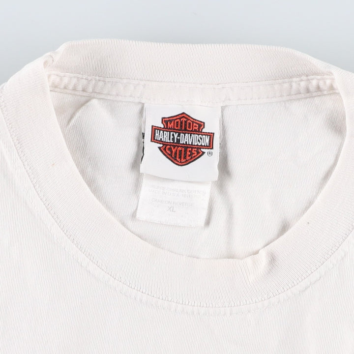 Harley-Davidson Eagle Pattern Motorcycle Bike T-shirt Made in USA Men's XL cotton white type Vintage Second Hand