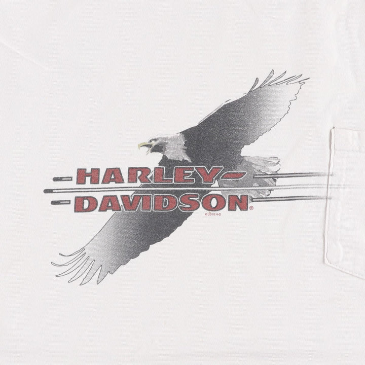 Harley-Davidson Eagle Pattern Motorcycle Bike T-shirt Made in USA Men's XL cotton white type Vintage Second Hand