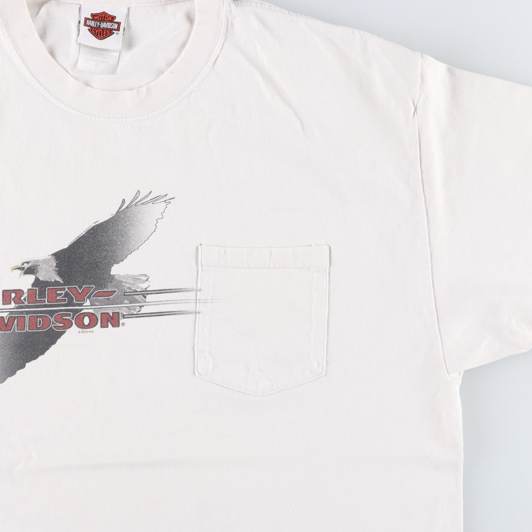 Harley-Davidson Eagle Pattern Motorcycle Bike T-shirt Made in USA Men's XL cotton white type Vintage Second Hand