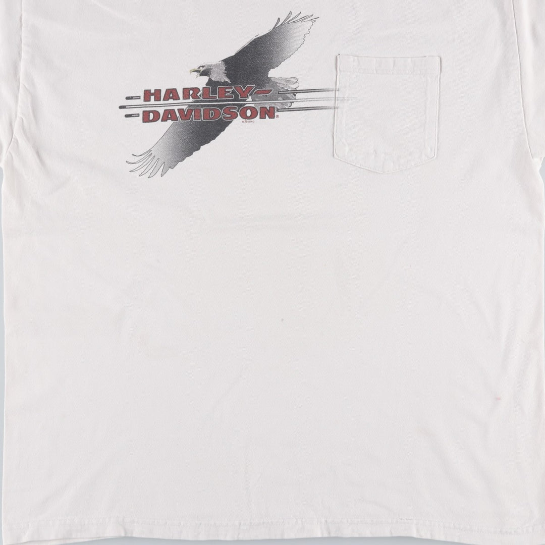 Harley-Davidson Eagle Pattern Motorcycle Bike T-shirt Made in USA Men's XL cotton white type Vintage Second Hand