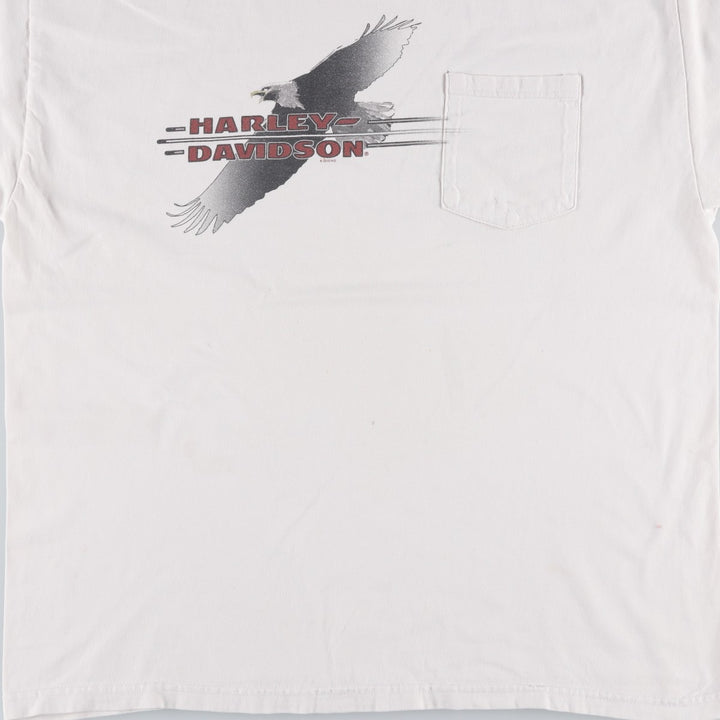 Harley-Davidson Eagle Pattern Motorcycle Bike T-shirt Made in USA Men's XL cotton white type Vintage Second Hand
