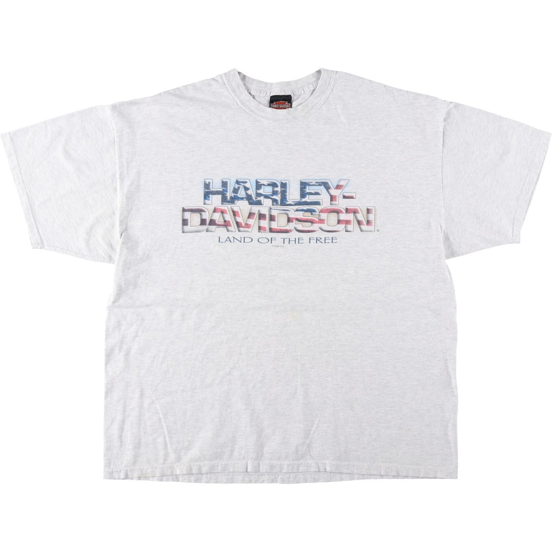 Harley-Davidson Fish Print Motorcycle T-Shirt, Made in USA, Men's XXL (approx.) cotton white type Vintage Second Hand