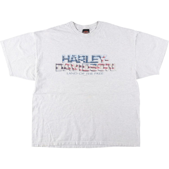 Harley-Davidson Fish Print Motorcycle T-Shirt, Made in USA, Men's XXL (approx.) cotton white type Vintage Second Hand