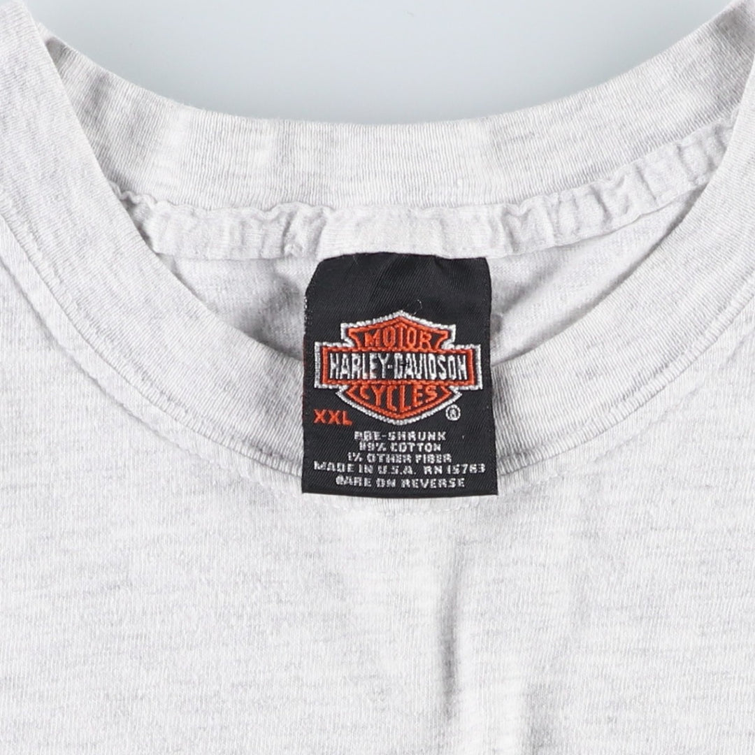 Harley-Davidson Fish Print Motorcycle T-Shirt, Made in USA, Men's XXL (approx.) cotton white type Vintage Second Hand