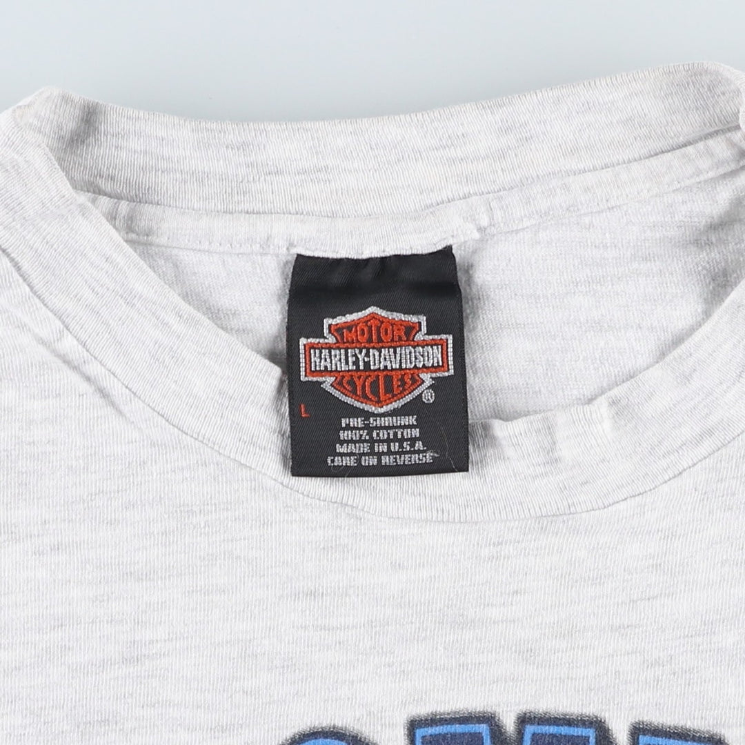 Harley-Davidson Motorcycle Bike T-shirt Made in USA Men's L size cotton gray type Vintage Second Hand