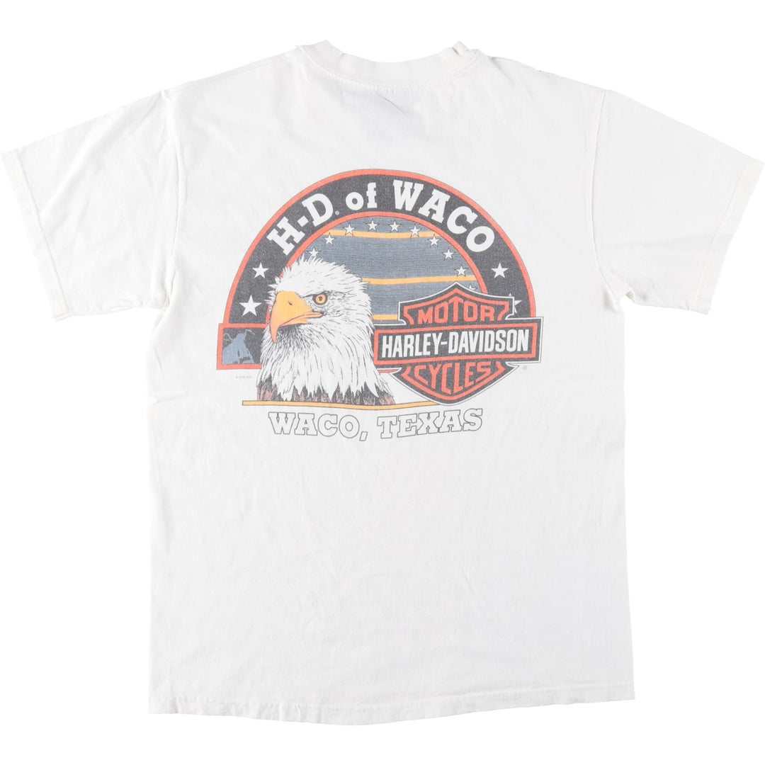 00'S Harley-Davidson Eagle Pattern Motorcycle Bike T-shirt Made in USA Men's M size cotton white type Vintage Second Hand