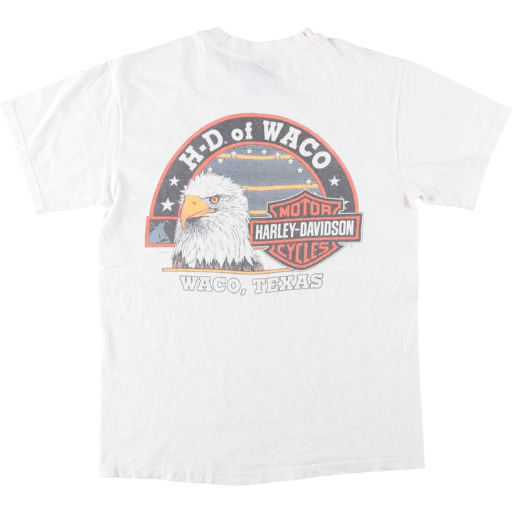 00'S Harley-Davidson Eagle Pattern Motorcycle Bike T-shirt Made in USA Men's M size cotton white type Vintage Second Hand