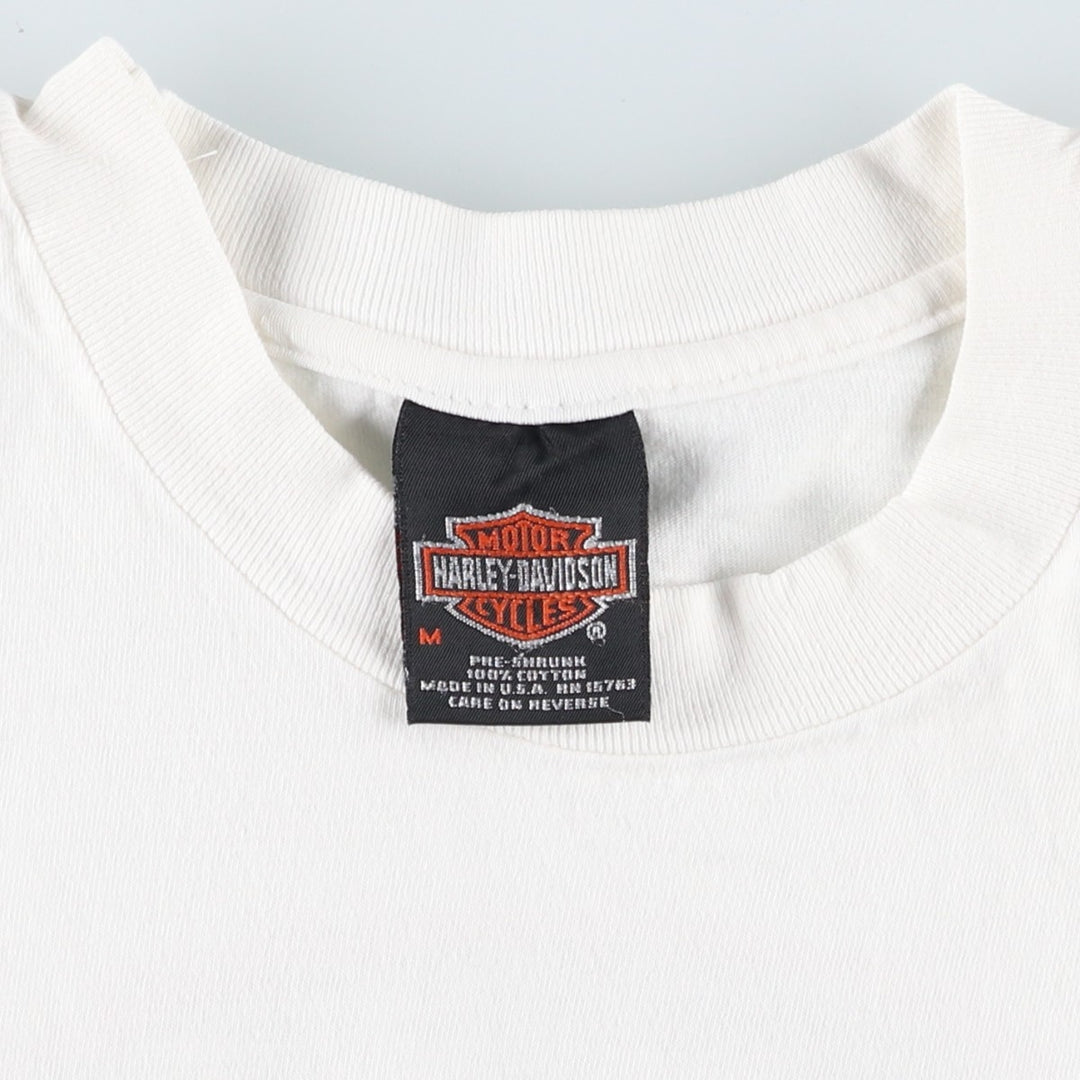 00'S Harley-Davidson Eagle Pattern Motorcycle Bike T-shirt Made in USA Men's M size cotton white type Vintage Second Hand