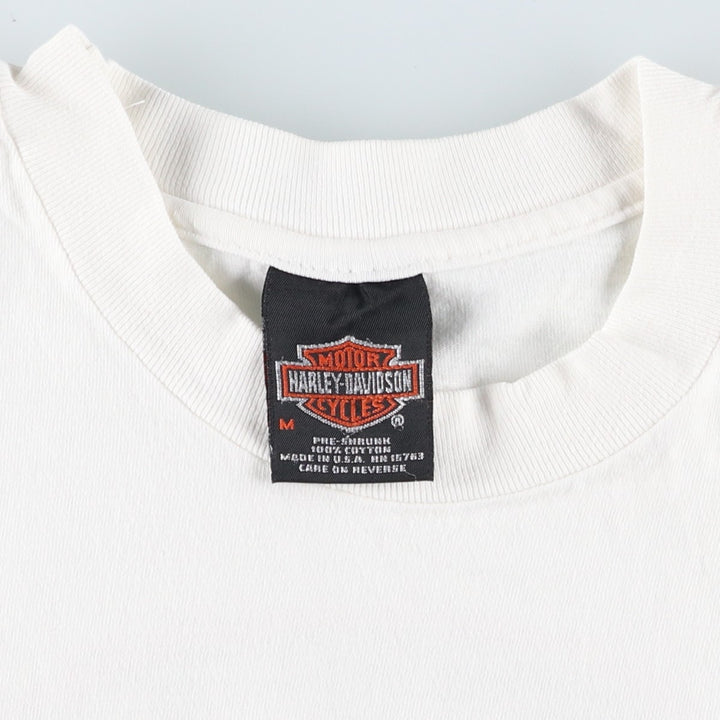 00'S Harley-Davidson Eagle Pattern Motorcycle Bike T-shirt Made in USA Men's M size cotton white type Vintage Second Hand
