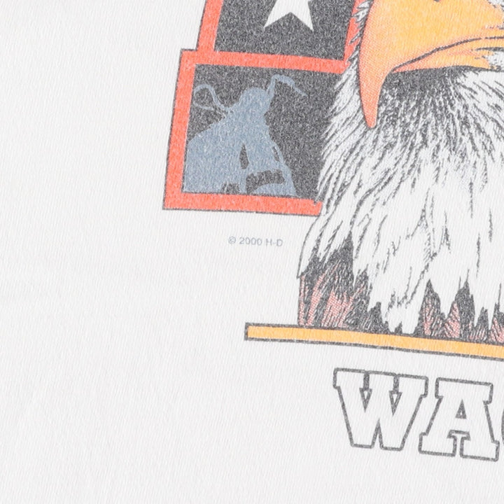 00'S Harley-Davidson Eagle Pattern Motorcycle Bike T-shirt Made in USA Men's M size cotton white type Vintage Second Hand
