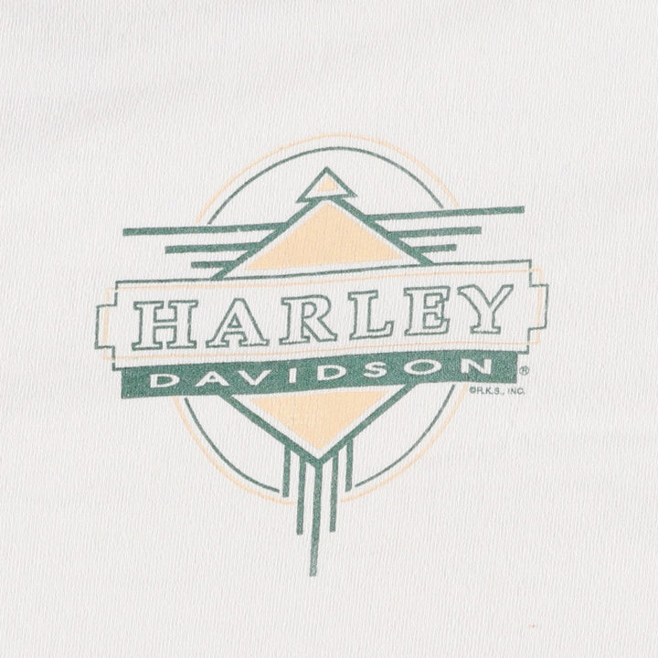Harley-Davidson Henley Neck Motorcycle T-Shirt, Made in USA, Men's Size XL (approx.) cotton white type Vintage Second Hand