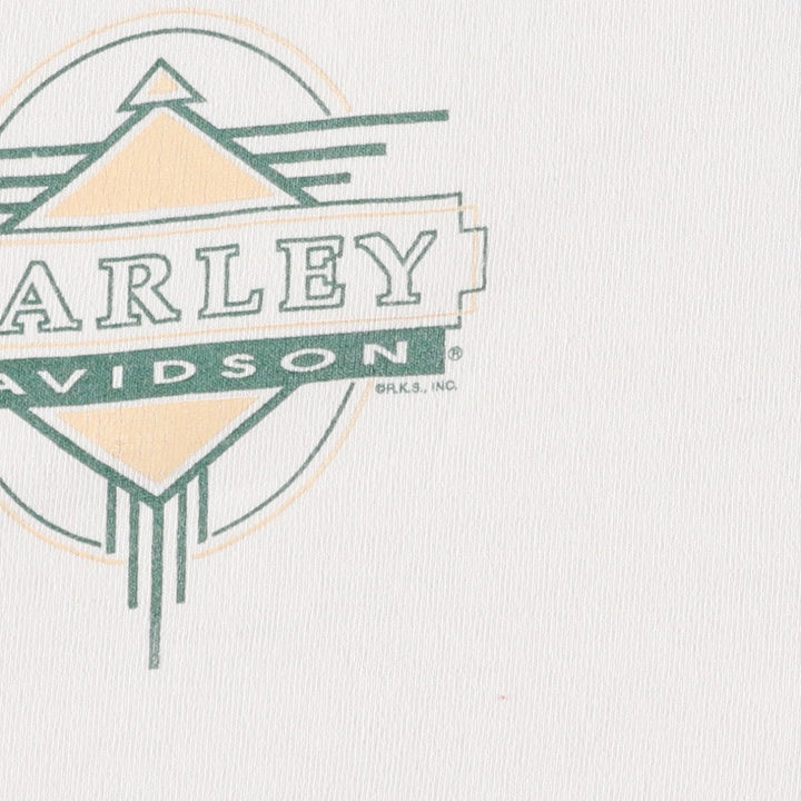 Harley-Davidson Henley Neck Motorcycle T-Shirt, Made in USA, Men's Size XL (approx.) cotton white type Vintage Second Hand