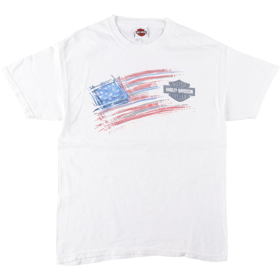 00'S Harley-Davidson Stars and Stripes Motorcycle Bike T-shirt Men's XL unclear white type Vintage Second Hand
