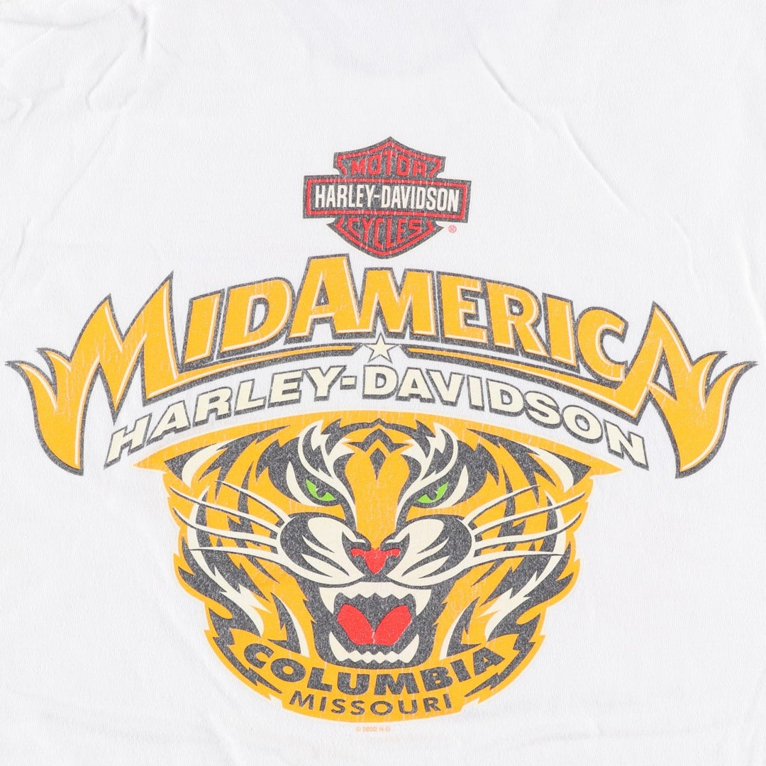 00'S Harley-Davidson Stars and Stripes Motorcycle Bike T-shirt Men's XL unclear white type Vintage Second Hand