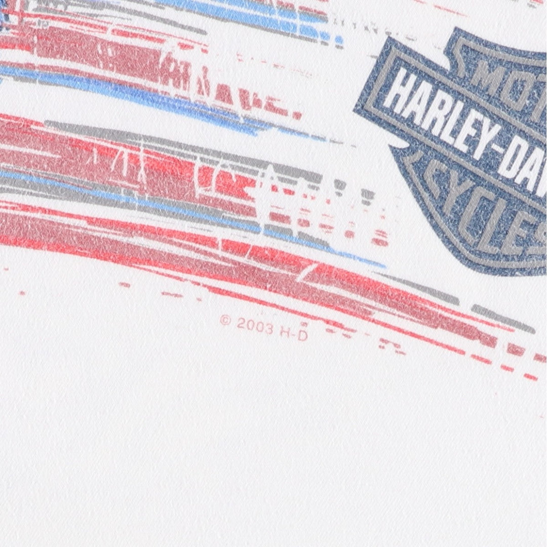 00'S Harley-Davidson Stars and Stripes Motorcycle Bike T-shirt Men's XL unclear white type Vintage Second Hand