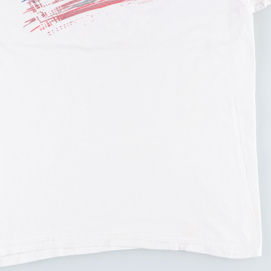 00'S Harley-Davidson Stars and Stripes Motorcycle Bike T-shirt Men's XL unclear white type Vintage Second Hand