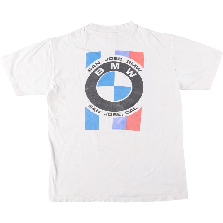 80s-90'S Hanes BMW Advertising T-Shirt, Made in USA, Men's Size L (approx.), Vintage cotton white type Vintage Second Hand