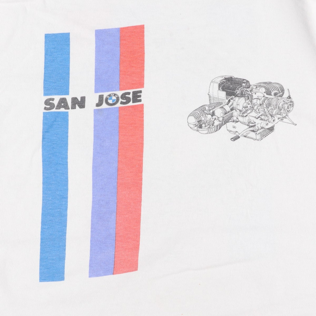 80s-90'S Hanes BMW Advertising T-Shirt, Made in USA, Men's Size L (approx.), Vintage cotton white type Vintage Second Hand