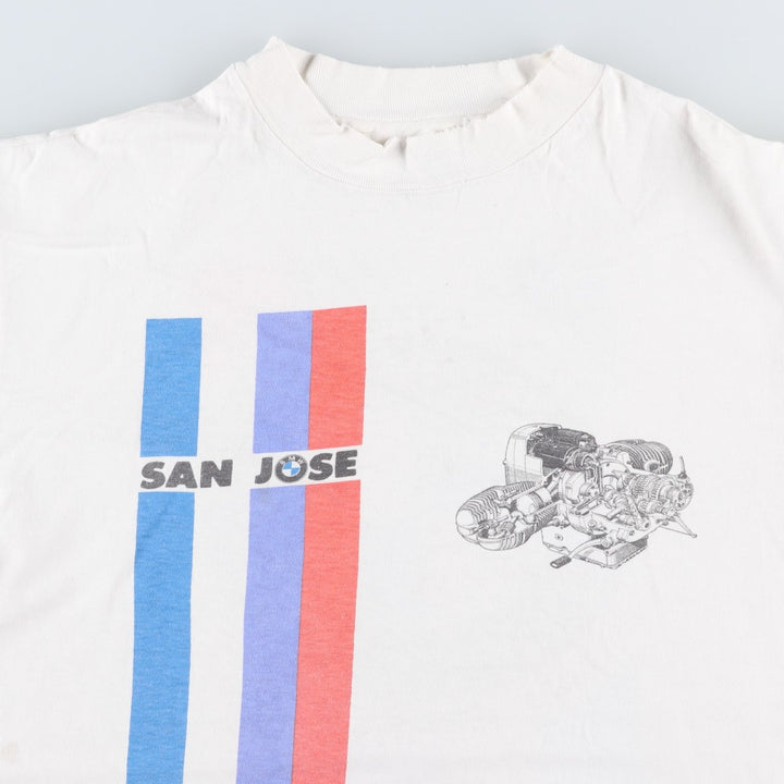 80s-90'S Hanes BMW Advertising T-Shirt, Made in USA, Men's Size L (approx.), Vintage cotton white type Vintage Second Hand