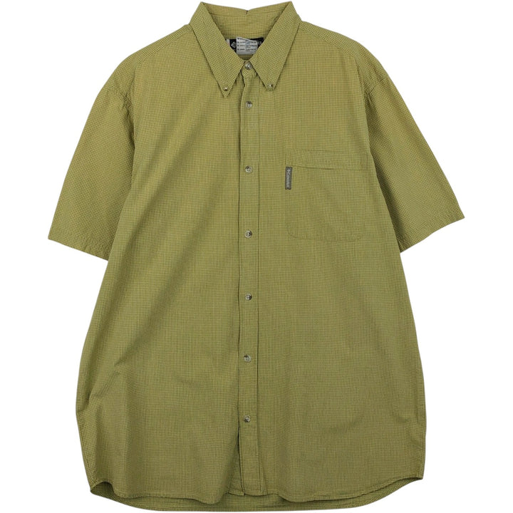 00'S Columbia Short Sleeve Button Down Check Shirt Men's XL cotton green type Vintage Second Hand