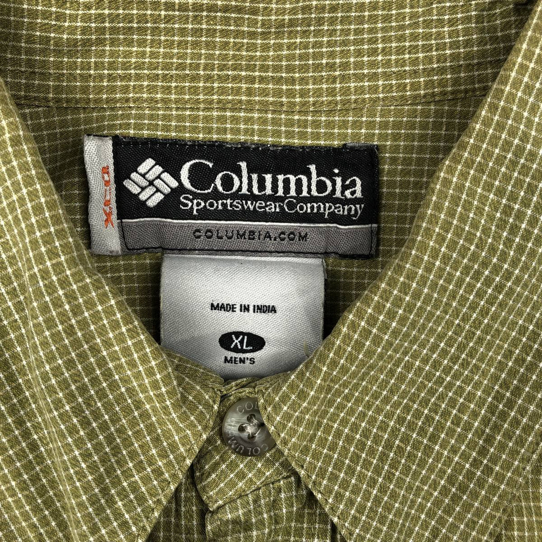 00'S Columbia Short Sleeve Button Down Check Shirt Men's XL cotton green type Vintage Second Hand